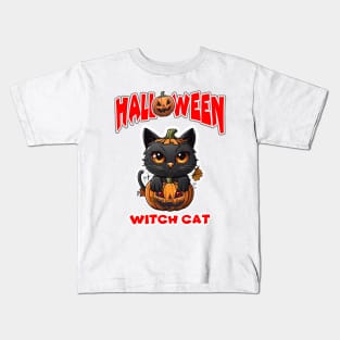 Witch Cat Happy Halloween. Kids T-Shirt